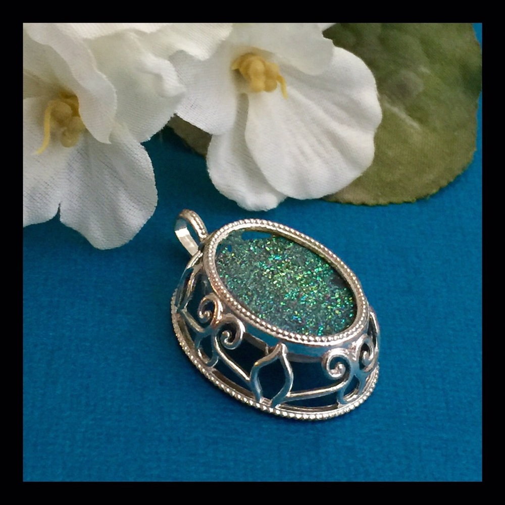 Vintage druzy sterling pendant